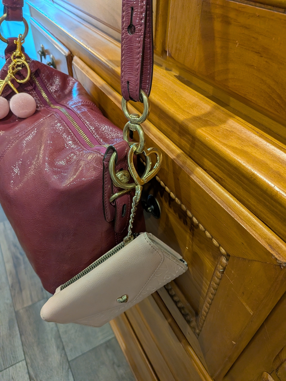 Coach Mia Crinkle Raspberry Leather Crossbody BUNDLE 3 FER - Picture 4 of 11